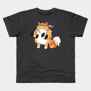 Weight Lifting Orange Tabby Cat Kids T-Shirt